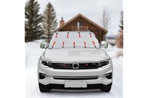 MAGCUBIC Couverture de neige pour pare-brise de voiture, neige imperméable, glace, protection contre le gel, 4 couches de couverture d'hiver pare-brise s'adapte à la plupart des voitures avec 9 magnétiques