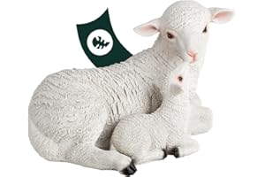 ‎VERDOBA VERDOBA - Schaf Deko mit Lamm - Gartenfiguren aussen aus Kunstharz - Wetterfeste Deko Gartenfigur für deinen Garten - Handbemalte Deko Schafe