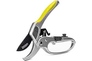 Premium Ratchet Secateurs (Anvil Style) - Heavy Duty Gardening Secateurs, Ideal Secateurs for Arthritic Hands, Pruning Shears Made with SK5 Steel, Davaon Pro
