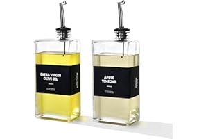 BIKALAN Olive Oil Dispenser Bottle for Kitchen, Coffee Syrup Dispenser - Elegant & Classy Olive Oil Bottles for Kitchen - Glass Cooking Oil Dispenser, Container, Cruet (Black, 500 Milliliters)