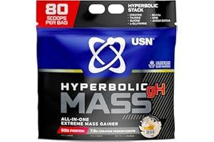 USN Hyperbolic Mass French Vanilla 6kg: High Calorie Mass Gainer Protein Powder for Muscle Building and Weight Gain - Improved Formula & Flavour with 7.5g Creatine Monohydrate and Less Sugar