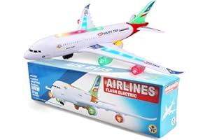 victob Aeroplane Toy with Bump & Go, Kids Airplane Toys Flashing Lights and Sound, Realistic Model Plane for Boys and Girls Ages 3-12, Birthday (Red)