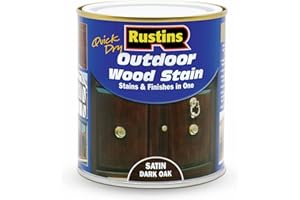 Rustins Quick Dry Outdoor Wood Stain Dark Oak 500ml- Durable and Weather-Resistant Finish, Fast Drying, Vibrant Color for Decks, Fences, & Furniture, Available in Many Wood Shades