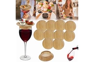 Donubiiu Wine Glass Charcuterie Topper, Charcuterie Wine Glass Topper, Bamboo Wine Glass Topper Coasters, Wine Glass Charcuterie Board Topper, Wine Glass Topper Charcuterie Plate (10PCS)