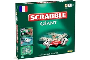 Megableu - SCRABBLE GÉANT - Jeu de Société Classique pour Adultes & Enfants dès 10 Ans - Version Française - Jeu avec Plateau Rotatif & Cales pour Lettres XXL - Chaque Mot Compte - 2 à 4 Joueurs