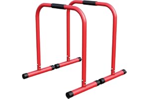 GORILLA SPORTS® Barres Parallèles - Paire, Hauteur 73 cm, Charge Max 200kg, Acier Haute, Noir/Bleu/Rouge - Station de Dip Parallettes, Dips Stand, Calisthenics, Push Up Bars, Musculation, Fitness, Gym