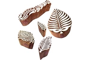 Royal Kraft Élégant Designs Feuille Palmier et Floral Bois Timbre Blocs (Set de 5)