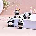CraftVatika Valentine Panda Miniature Unique Gifts for Girlfriend and Boyfriend Resin Panda Miniature Valentine Decoration Items (4 Pieces, Multicolor)