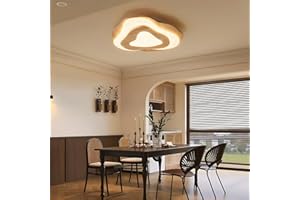 YYUTLUO Plafón LED De Madera, Nubes Ø45cm 35W=2800lm, Plafón Regulable Para Dormitorio Infantil 3000K-6000K, Lámpara De Salón Con Pantalla Acrílica En Forma De Corazón, Lámpara De Techo Infantil