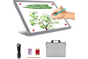 TOHETO A4 Rechargeable Tablette Lumineuse Diamond Painting avec Sac, Magnétique Table Lumineuse Dessin, Uminosité Réglable Tableau Tumineux, LED Tables à Dessin Lumineuse pour Tatouage,Croquis (Gris)