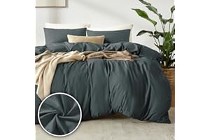 puredown 1PCS Funda Nordica Cama 200x220cm+ 2PCS Funda Almohada 40x80cm, Juego de Cama 100% Microfibra, Suave y Transpirable, Oeko-Tex, Antracita