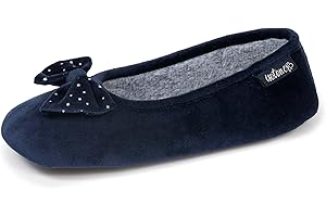 Isotoner Chaussons extra-light pantoufles Ballerines femme microvelours, semelle antidérapante, EU,