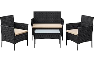 ‎SONGMICS SONGMICS Balkonmöbel, Gartenmöbel-Set, aus PE-Polyrattan, Lounge-Set, Terrassenmöbel, Outdoor, für Terrasse, Balkon, Garten, schwarz-Taupe GGF004B05