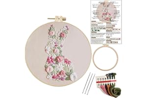 Stickset für Anfänger mit Reifen, Blumen-Tier-Insekten-Haustier-Sticksets für Erwachsene, Stickset Stiche Hobby (Kaninchen)