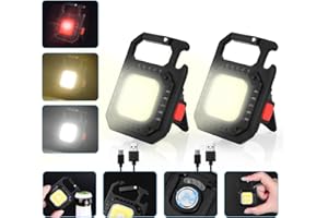 URAQT Mini LED COB Flashlight, 1000 Lumens 500mAh 7 Light Modes Tiny Handheld Keychain Torch, Multifunctional Emergency Keyring Flashlight Rechargeable Work Lights with Folding Bracket Bottle Opener