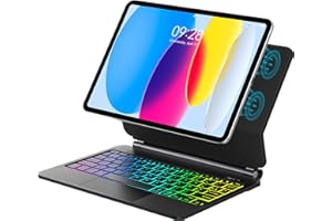 WINCHKING Étui Clavier pour iPad A16 11e Génération 2025 et iPad 10e Génération 2022, Rétroéclairage 7 Couleurs, Pavé Tactile Multi-Touch, Conception Magnétique Flottante, AZERTY Français, Noir