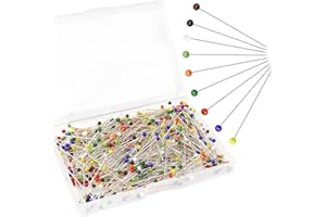 Redamancy 500 unidades de alfileres con cabeza, agujas de cabeza redonda, agujas de cabeza de cristal de 3 mm de diámetro, 38 mm de largo, alfileres multicolor para manualidades, costura, costura