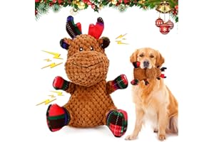 VGECEE Giocattolo per Cani di Natale, Giochi per Cani Squeak Interattivi Giocattolo per Cane a Forma di Renna Giocattolo di Peluche per Cane da Masticare, Regalo di Natale per Cano Grandi/Piccoli