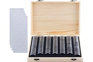 Litensh Scatola portamonete, 100 Capsule per Monete, Scatola per Raccolta di Monete in Legno, Portamonete da Collezione, Portamonete in Legno per Collezionisti 18mm 21mm 25mm 27mm 30mm