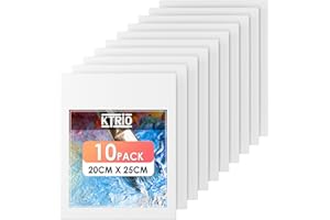 KTRIO Canvas Boards for Painting, 10 Pack 20x25CM 100% Cotton Primed Small Art Canvas Painting Supplies for Acrylic, Oil, Watercolor, Tempera