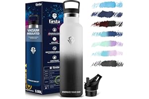 Grsta Botella Agua Acero Inoxidable, Botella Termica 1l, sin BPA, Botella agua Gimnasio, Cantimplora Termica para Adultos, Deporte, Oficina, Escuela, Gym