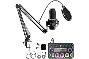 KOOLSHIRO Podcast Equipment Bundle, Recording Studio Package with Podcast Microphone and Voice Changer, Live Sound Card - Audio Interface for Laptop Computer Vlog Living Broadcast Live Streaming YouTube TikTok