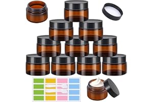 ANLIOTO 12 Stück Salbentiegel Braunglas Glastiegel 30ml mit Deckel Cremetiegel Creme Behälter Cremetiegel Braunglas Cremedosen Zum Befüllen für Lotion, Creme, Kosmetik