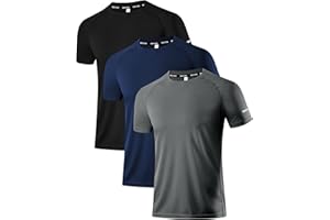 Holure 3 or 5er Pack Herren Sports Tshirts Atmungsaktiv Schnelltrocknend Kurzarm T-Shirts Funktionsshirt Laufshirt Sommer Fitnessshirt Trainingsshirt wandershirt für Running Workout Bodybuilding