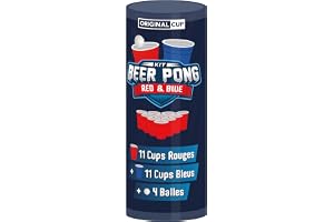 Original Beer Pong Official Kit | Beer Pong Cups + Balls Set | Premiumkvalitet | 22 koppar (11 röda och 11 blåa) | 4 bollar | Återanvändbara plastkoppar | Drickspel