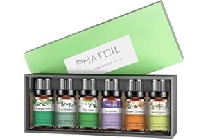 PHATOIL Set Regalo Oli per Diffusori, Olio Essenziale Naturale Per Candele, Lavanda, Eucalipto, Menta, Tee Tree, Lemongrass, Arancia