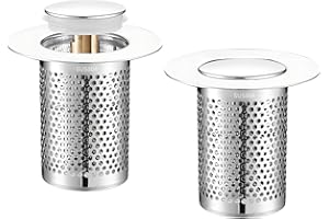 Hyakoz 2 Pezzi Filtro Doccia Capelli, 5.5 × 5 cm Filtro Lavandino Bagno Filtro Capelli Doccia Filtro Scarico Lavandino con Nucleo di Rimbalzo in Ottone per Cucina, Balcone, Bagno