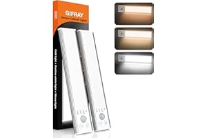 GIFRAY Under Cabinet Kitchen Lighting, 3 Color Stepless Dimming, 4 Modes, USB-C Rechargeable, LED Motion Sensor Under Cupboard Lights, Wireless Magnetic Closet Lamp for Wardrobe, Stairs, Counter (7.87inch)