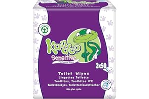 Kandoo Sensitive Flushable Moist Toilet Tissues, Biodegradable, Toilet Training Wet Toilet Tissues, Fragrance Free for Sensitive Skin, Toddler Wipes | Multipack 3 x 50 Wipes (Total 150 Wipes)