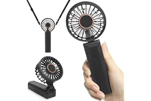 Feebee Ventilatore Portatile Ricaricabile USB C, Mini Ventilatore a Mano 3 IN 1 Leggero Silenzioso, 180 Gradi Rotazione, 4-8 Ore di Autonomia, Batteria da 2000mAh, Nero