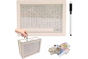 Y.A. LOTUS Spardose mit Zähler für 3000 Euro, Abnehmbare Markierung Holz Sparbox - Wiederverwendbare Geldkassette mit Ziel Ankreuzen