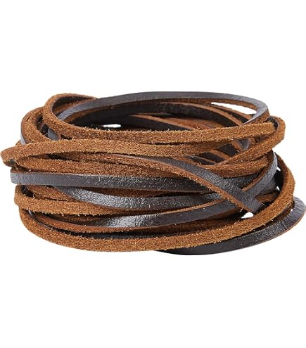 Anezus Cordoncino in pelle scamosciata, piatto, 2,7 mm x 1,5 mm x 45 m, per la creazione di gioielli, artigianato, lacci per scarpe, bracciali, collane