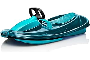 GIZMO RIDERS Schneeschlitten für Kinder Erwachsene - Rodelschlitten, leicht drehbares Lenkrad, rutschfester Sitz, Klimmzugbremse, langlebiger Kunststoffschlitten, leicht, Schneeschlitten ab 3 Jahren, 117,9 kg