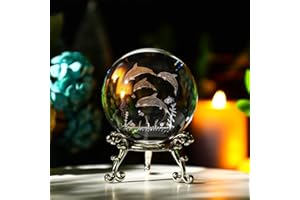 ZEERSHEE 60mm 3D Delfini Interni intaglio Modello Sfera di Cristallo Fermacarte Regalo per Bambini e Amanti dei Delfini