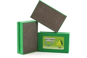 BSRTTOOL Diamond Hand Polishing Pads 60 Grit Sanding Blocks Foam Backing for Tile Stone Marble Concrete Ceramics Granite Glass Wet Dry 3PCS¡­