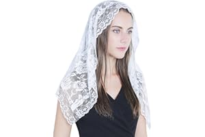 TREORSI Voile d'église en dentelle Mantilla voile de chapelle couvrant la tête de la messe latine