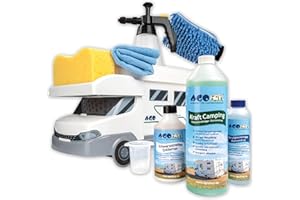 ‎AGO SAUBERKEIT FÜR HAUS UND GARTEN! AGO Caravan Reiniger Komplett Set 9-teilig/Intensiv Wohnwagen Reiniger außen, Acrylglas Reiniger & Schwarzstreifen-Entferner/Inklusive Eimer und weiterem Putzzubehör