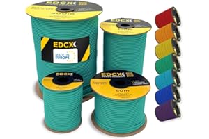 EDCX 4mm Nylon Paracord 550 15, 30, 50, 100 and 300m (50-1000ft) | Ideal for Camping, Survival, Outdoor, Crafting, DIY | 100% Nylon Rope 4mm | Paracord 550 Type III in Solid Colors