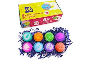 ZIMPLI - Set med 8 badbomber. Perfekt present till mamma, fru, dotter och flickvän. Vegansk och inte testad på djur. Färgerna kan variera