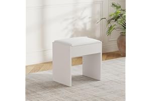 BSTSEL White/Pink Dressing Table Stool Comfortable Vanity Stool Simple Padded Chair for Makeup Desk Easy-To-Install Bedroom Chair Suitable for Living Romm Bench (White)