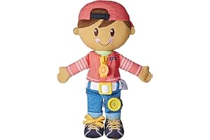 Playskool Dressy Kids - Muñeca infantil con cabello marrón y sombrero, juguete de peluche con cremallera, cordón y botón, para edades de 2 años en adelante (exclusivo de Amazon)