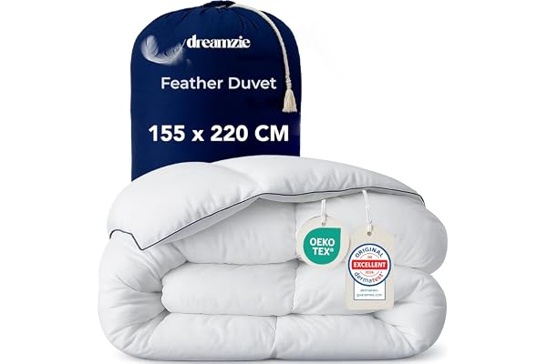 Dreamzie - Ultra Comfort Duvet 155x220 cm - Feather & Duck Dun Duntäcke - Dubbeltäcke - 450gsm - Oeko-Tex, RDS & Downpass Certified