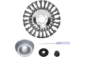 Jajadeal 8'' Spazzola per Decespugliatore di Erba, Spazzola Rotante per Rimuovere Erbacce, 200x25,4mm Filo di Acciaio Testa Rifilatore per Esterno Giardino Tosaerba (8 Pollici Accessori Kit)