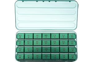 Zoksi Monatliche Pillendose 28 Tage 1 Mal pro Tag, Große 4-Wochen-Tablettenbox, Olive Pillenbox für einen Monat, Monatliche Reise-Medikamentenbox, Tragbare Tablettenbox für Vitamine und Medikamente