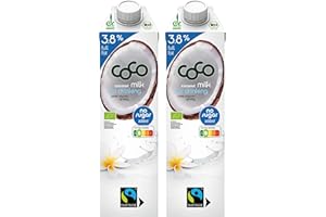 Dr. Antonio Martins - Coco Milk for Drinking mit 3,8% Fett I Leckere Milch Alternative I Ohne Zuckerzusatz | Vegan | Bio | FAIRTRADE (2x 1000 ml)