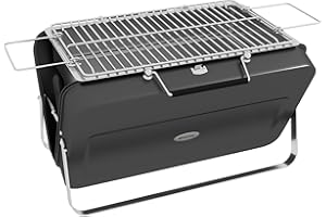 Outsunny Mini barbecue à charbon BBQ portable avec coque de valise barbecue de table pliable pour jardin, camping, pique-nique, dim. 47L x 30l x 28H cm noir